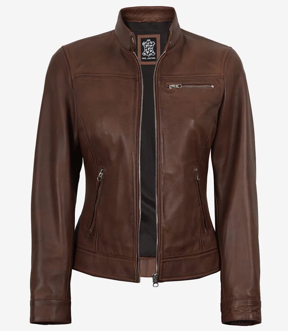 Pour Femme Véritable Veste Biker en Cuir