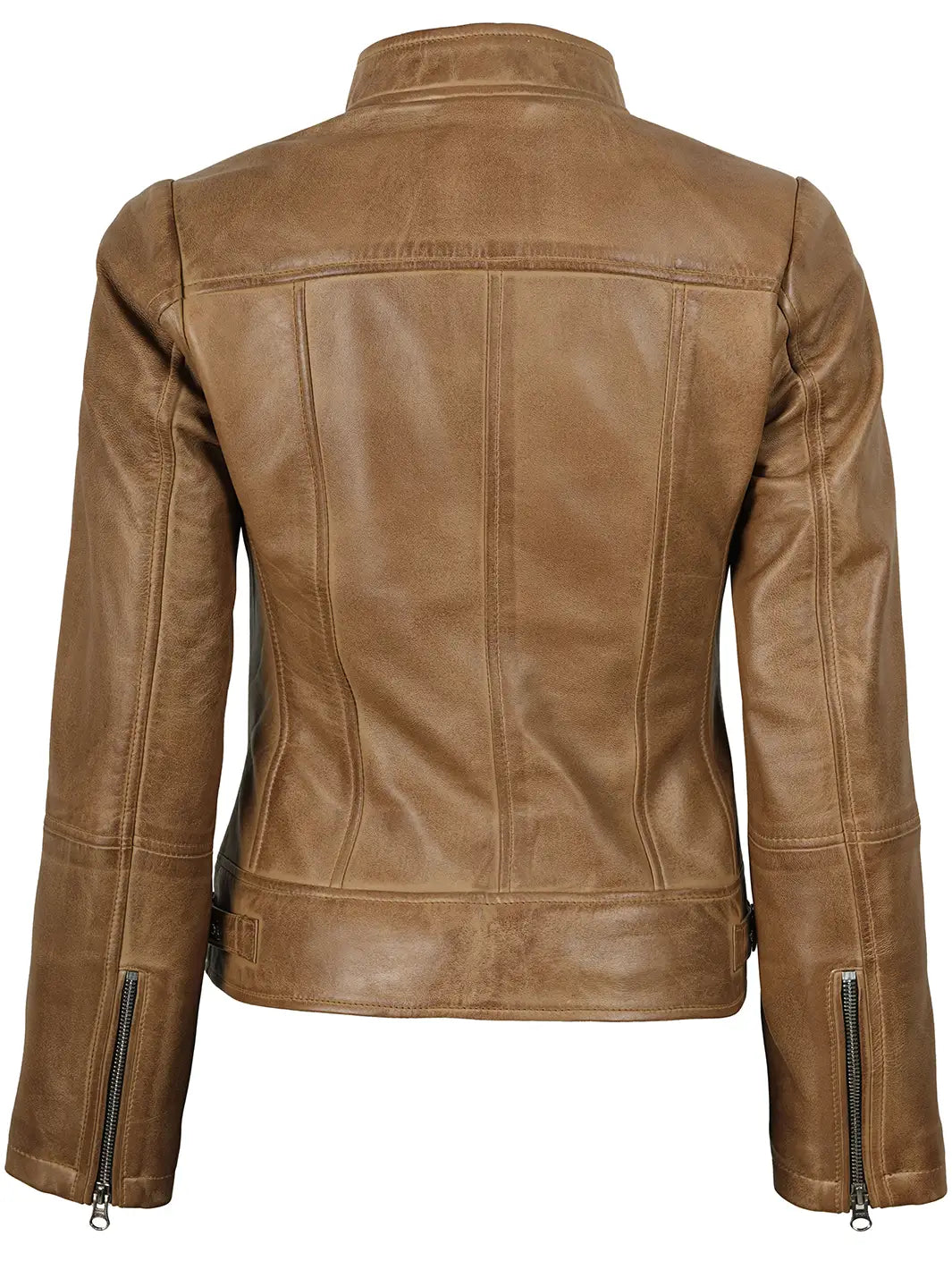 Marron Chameau Veste en Cuir