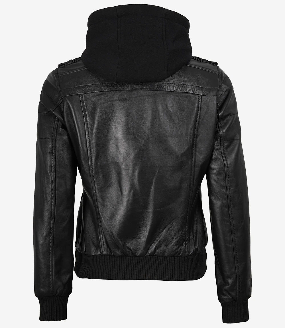 Femme Bomber Noir Cuir Blouson