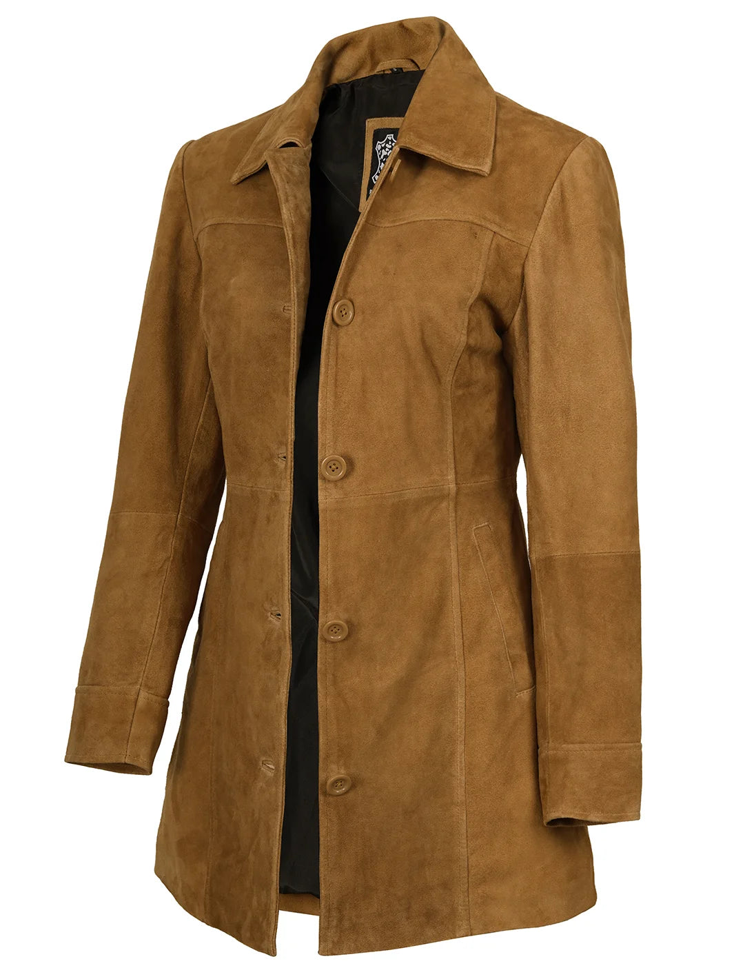 Kandis Manteau de voiture en daim marron pour femme