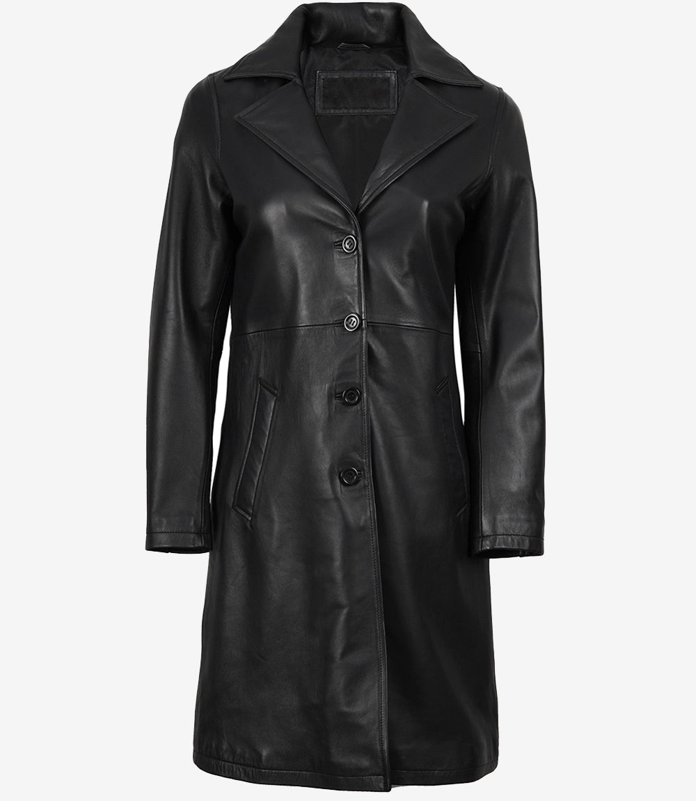 Manteau de voiture en cuir véritable noir