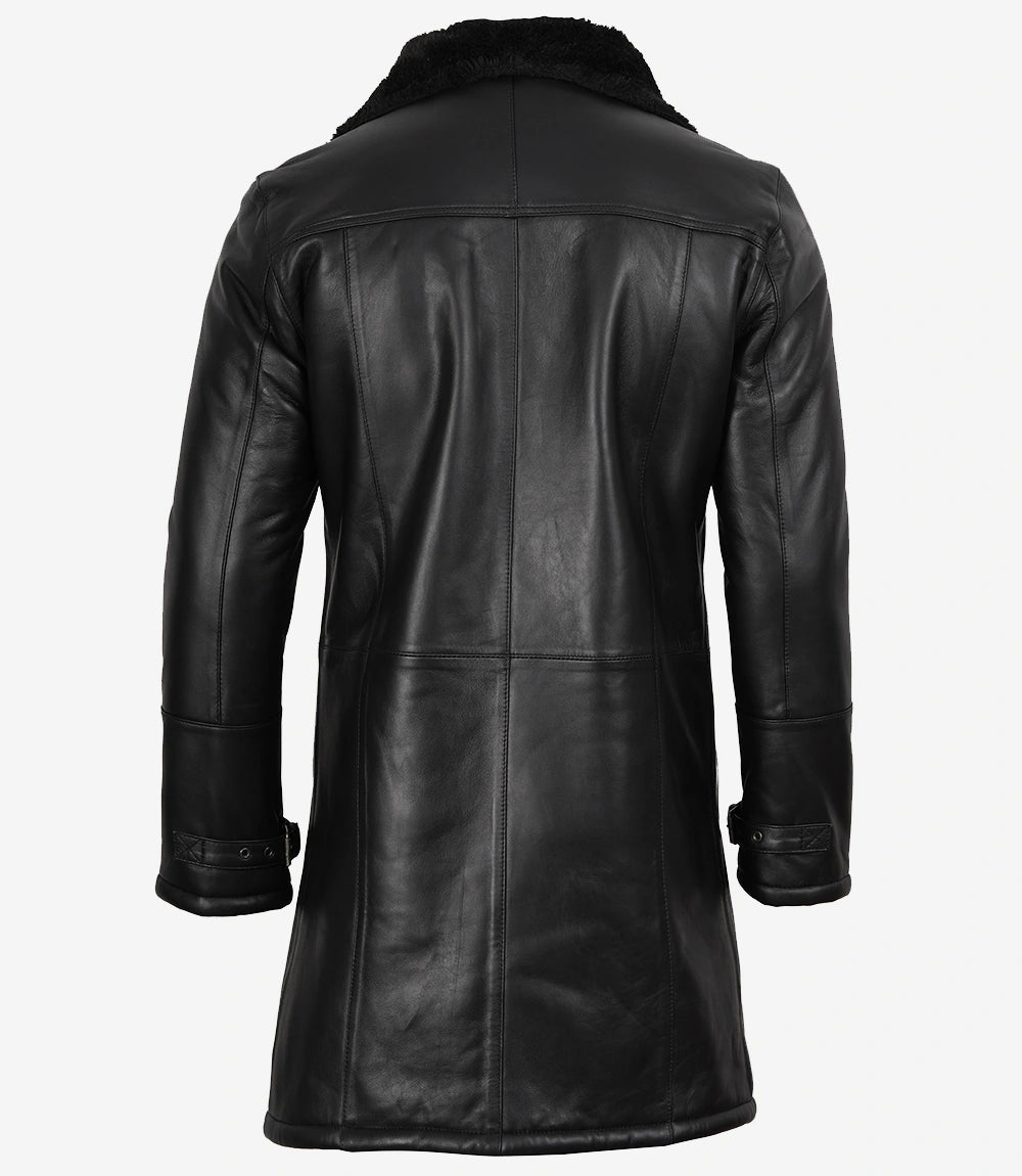 Manteau en cuir de mouton noir