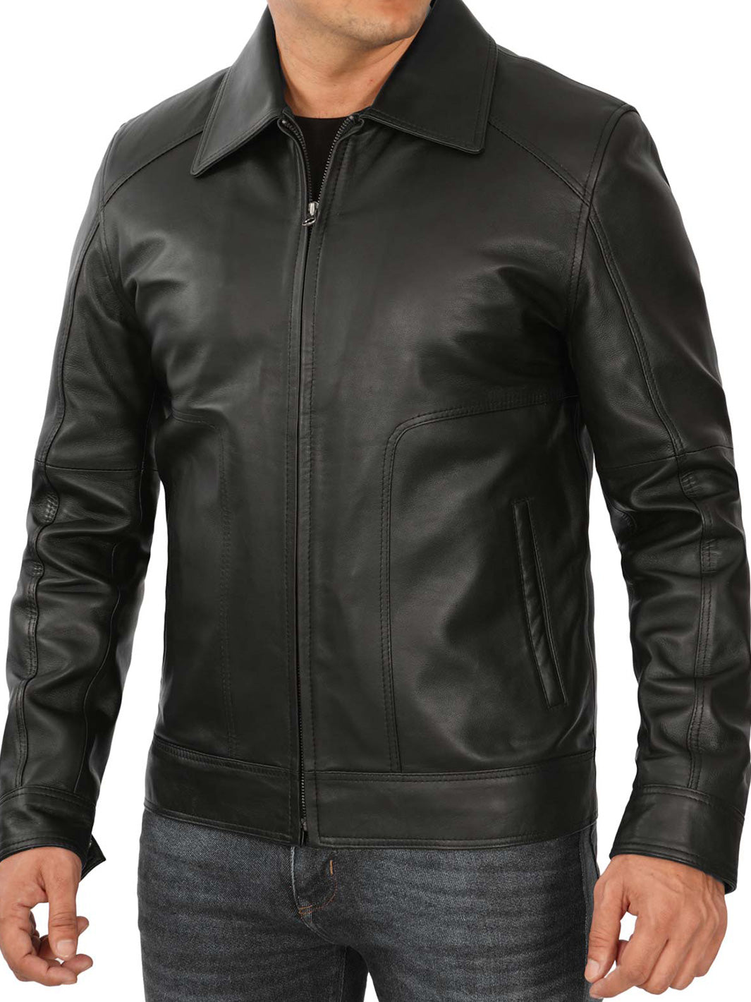 Veste en cuir noire Cafe Racer pour homme - Style motard – Angel Jackets Veste en cuir noire Cafe Racer pour homme - Style motard – Angel Jackets