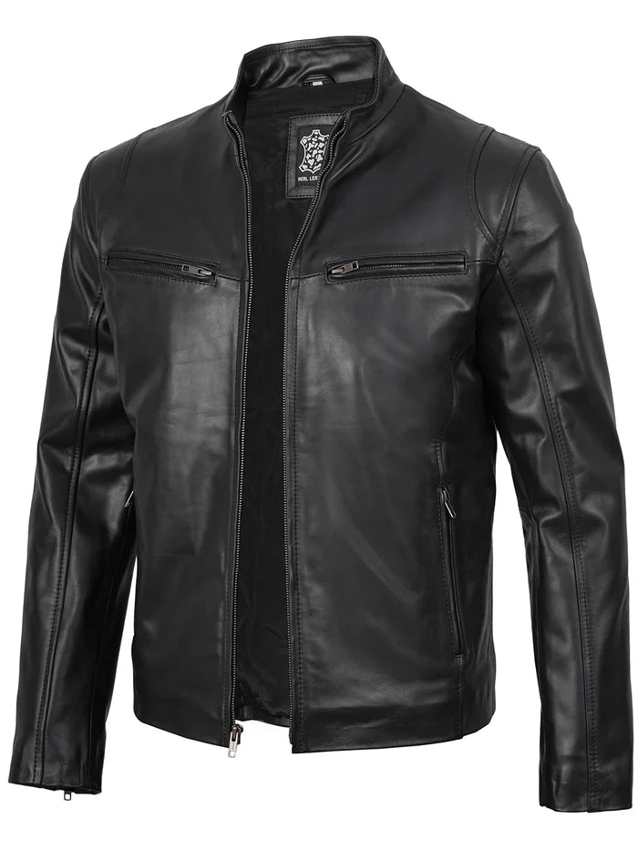 Clinton, blouson café racer noir pour homme