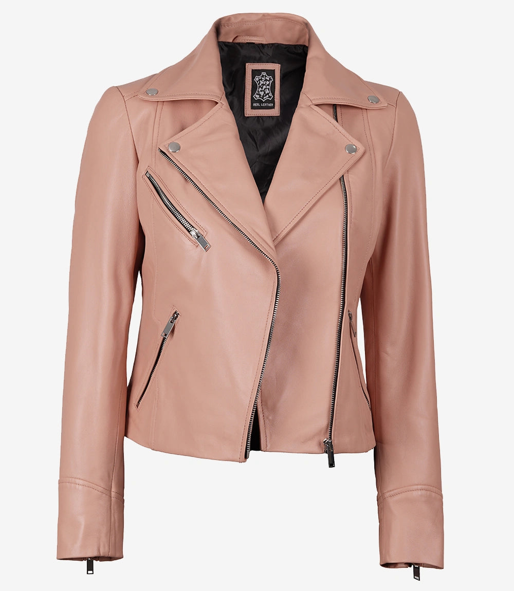 Ninfa Rose Veste En Cuir Motard Femme