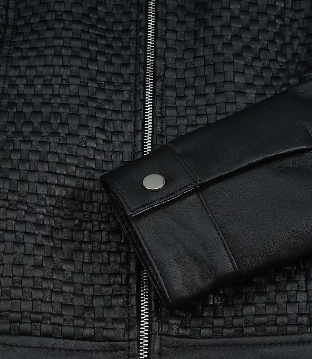 Pour Femme Noir Texturé à Col Chemise Veste En Cuir