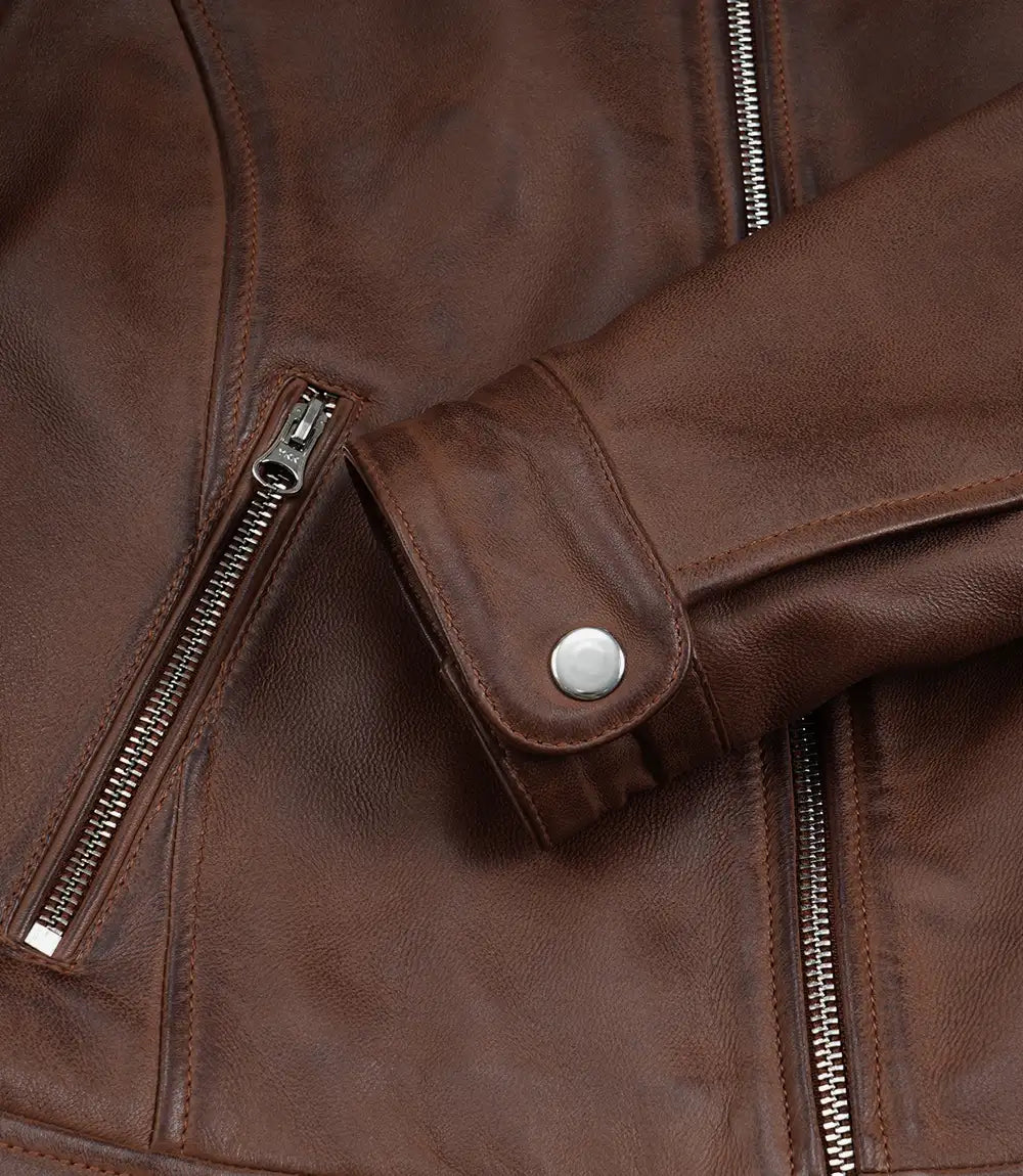 Cognac Veste en Cuir