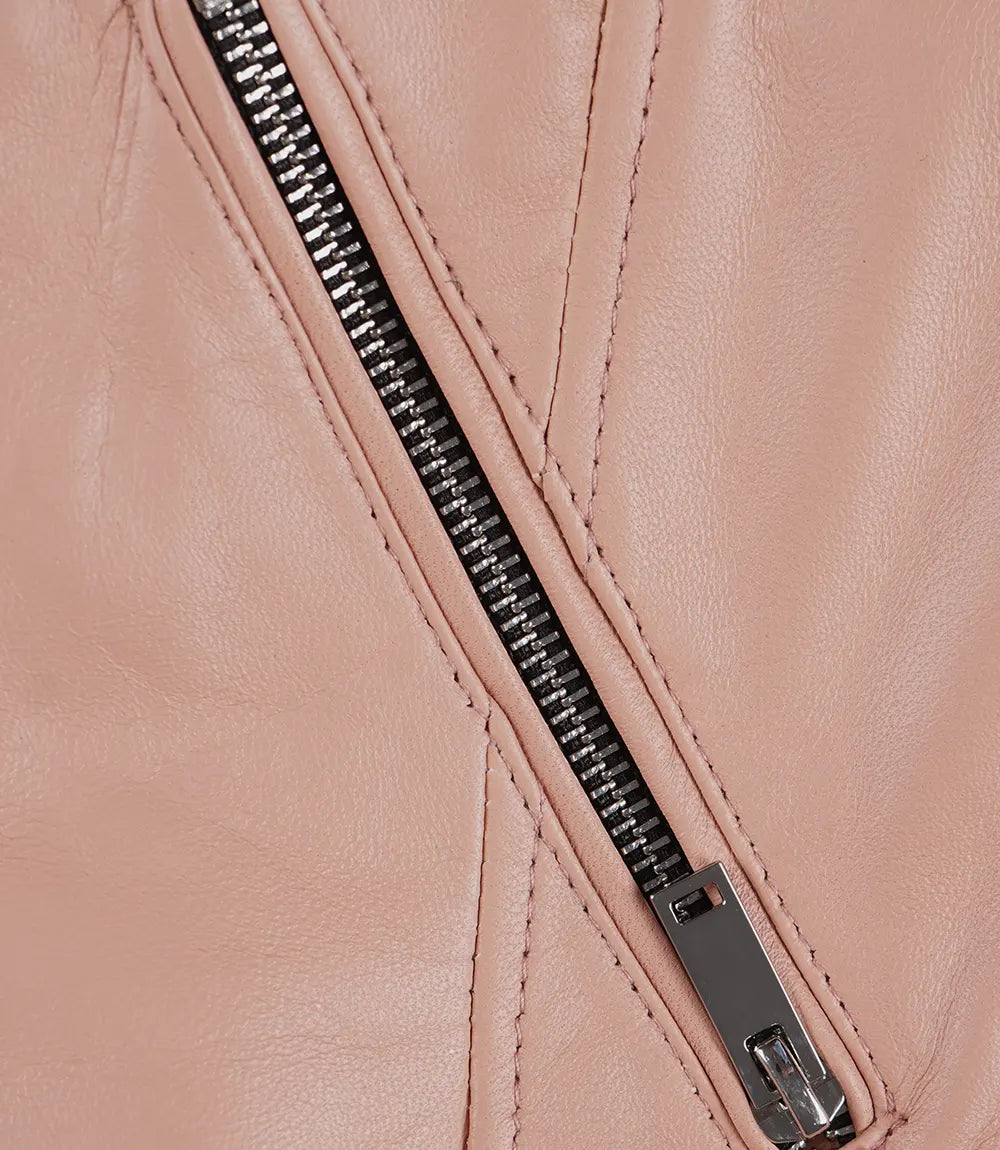 Ninfa Rose Veste Asymétrique En Cuir