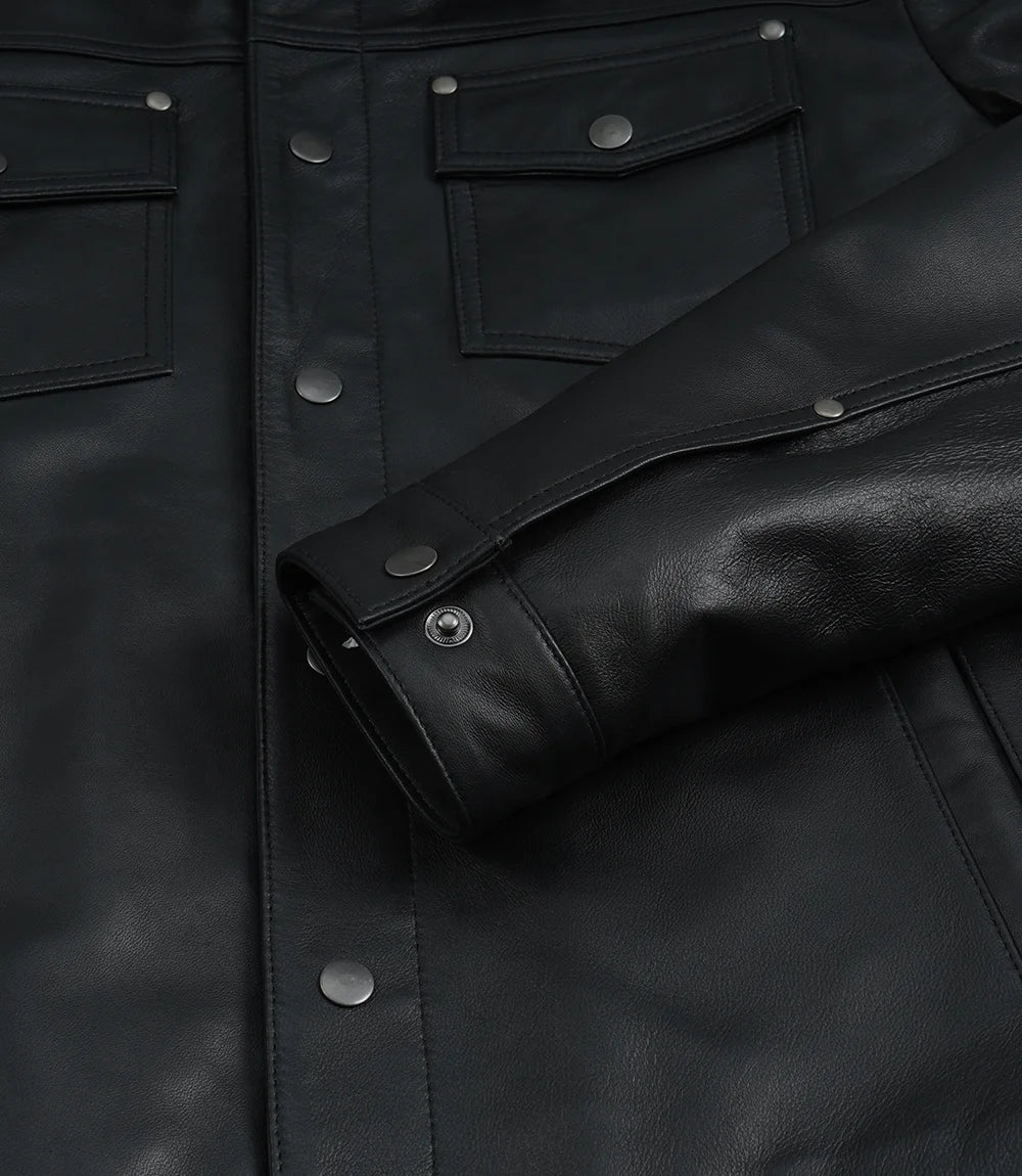 Noir Pour Homme Avec Boutons-Pression à l'avant