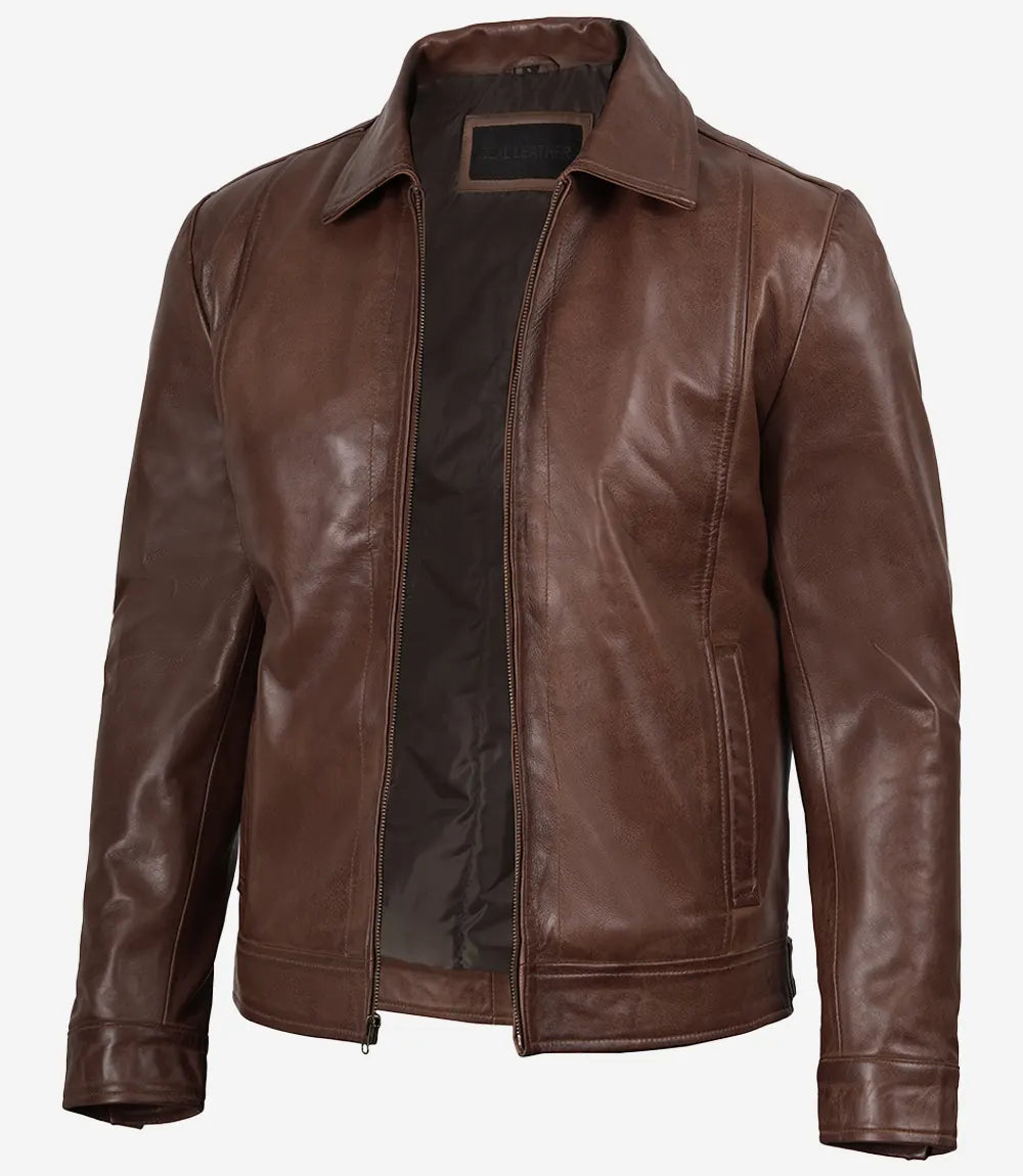 Veste de motard en cuir pour hommes