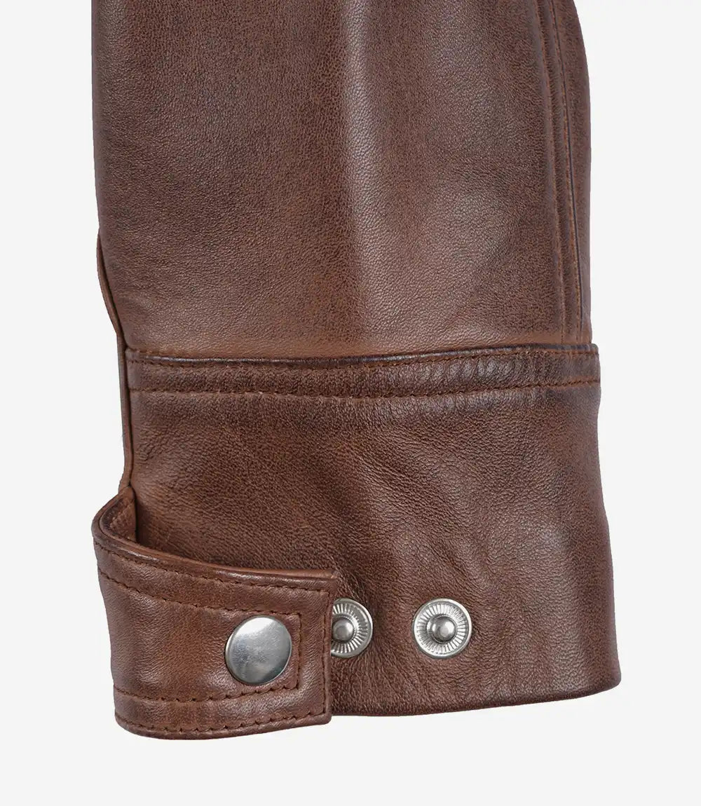 Johnson Blouson Matelassé Café Racer En Cuir Cognac Pour Femme