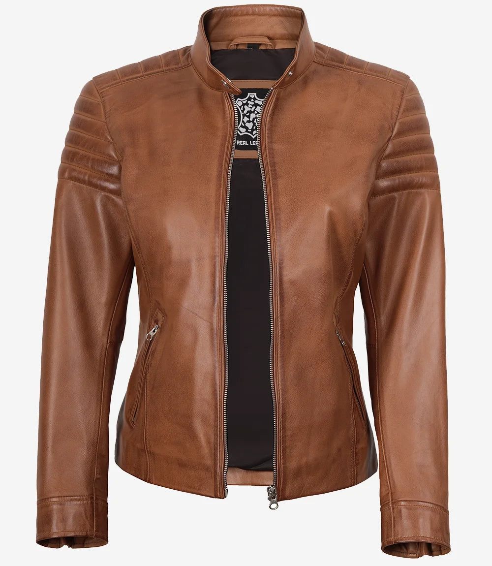 Veste de motard en cuir pour femme