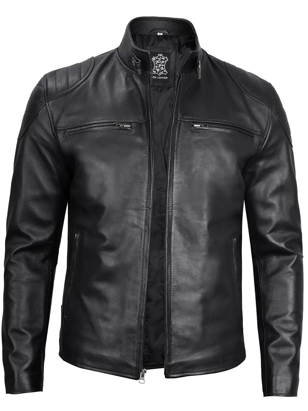 Blouson cuir noir café racer femme