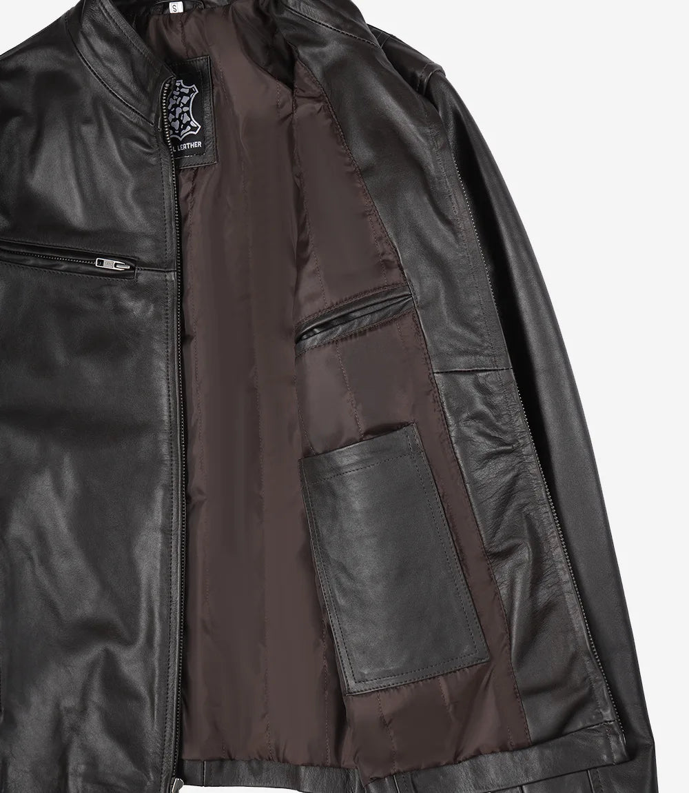 veste en cuir marron pour homme