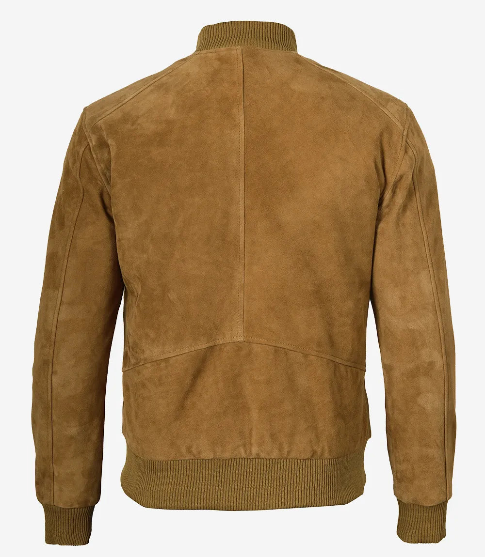 veste en cuir suédé marron
