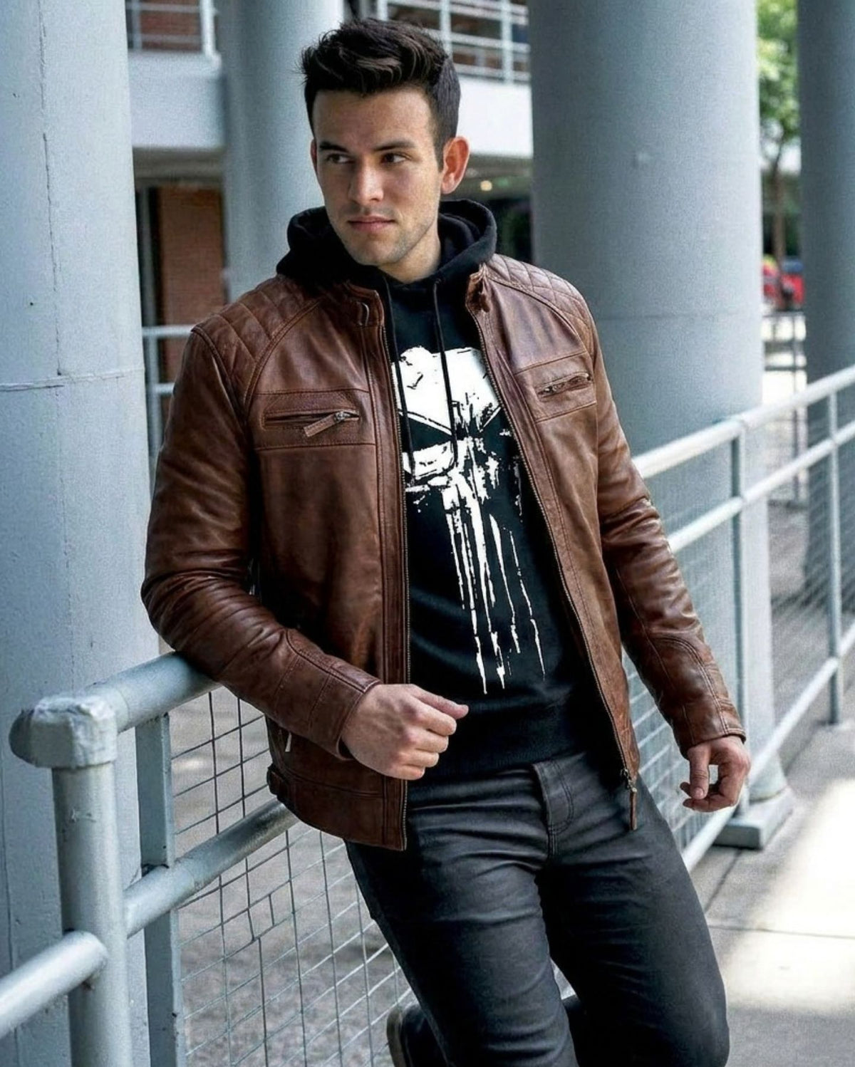 VESTE EN CUIR MARRON