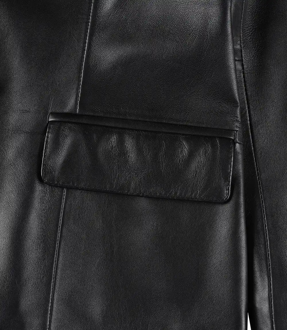Blazer en cuir noir femme