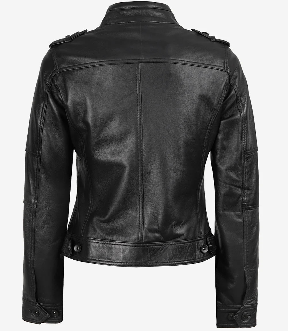 Veste en cuir Cafe Racer pour femme