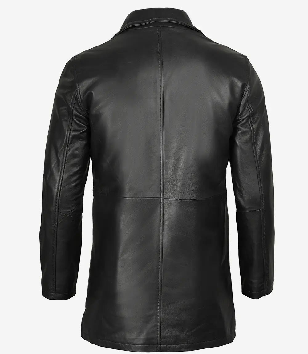 Winchester Manteau de voiture en cuir véritable noir pour homme