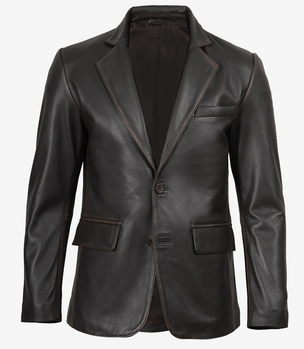 Blazer en cuir pour hommes