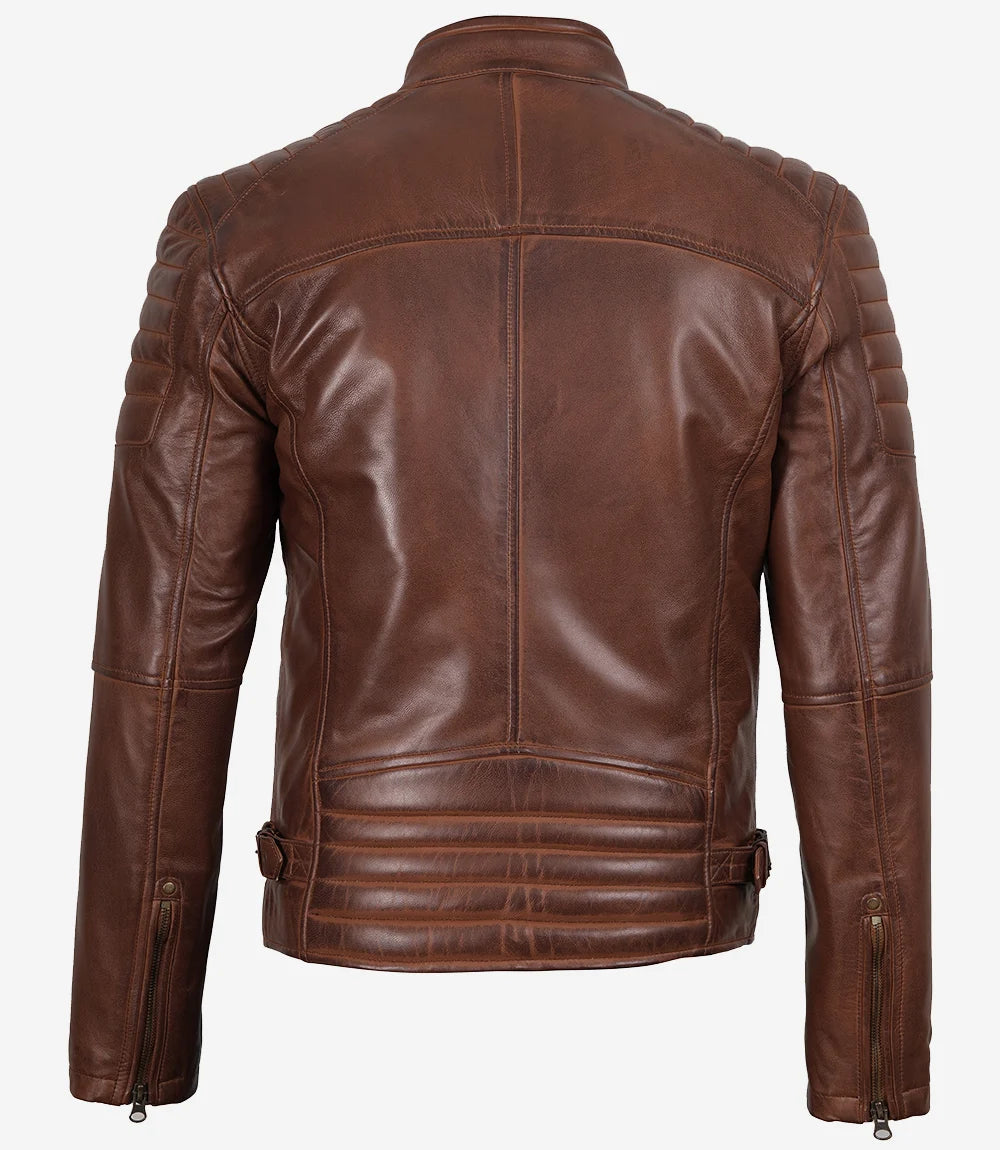 Cognac Brown Veste en cuir 