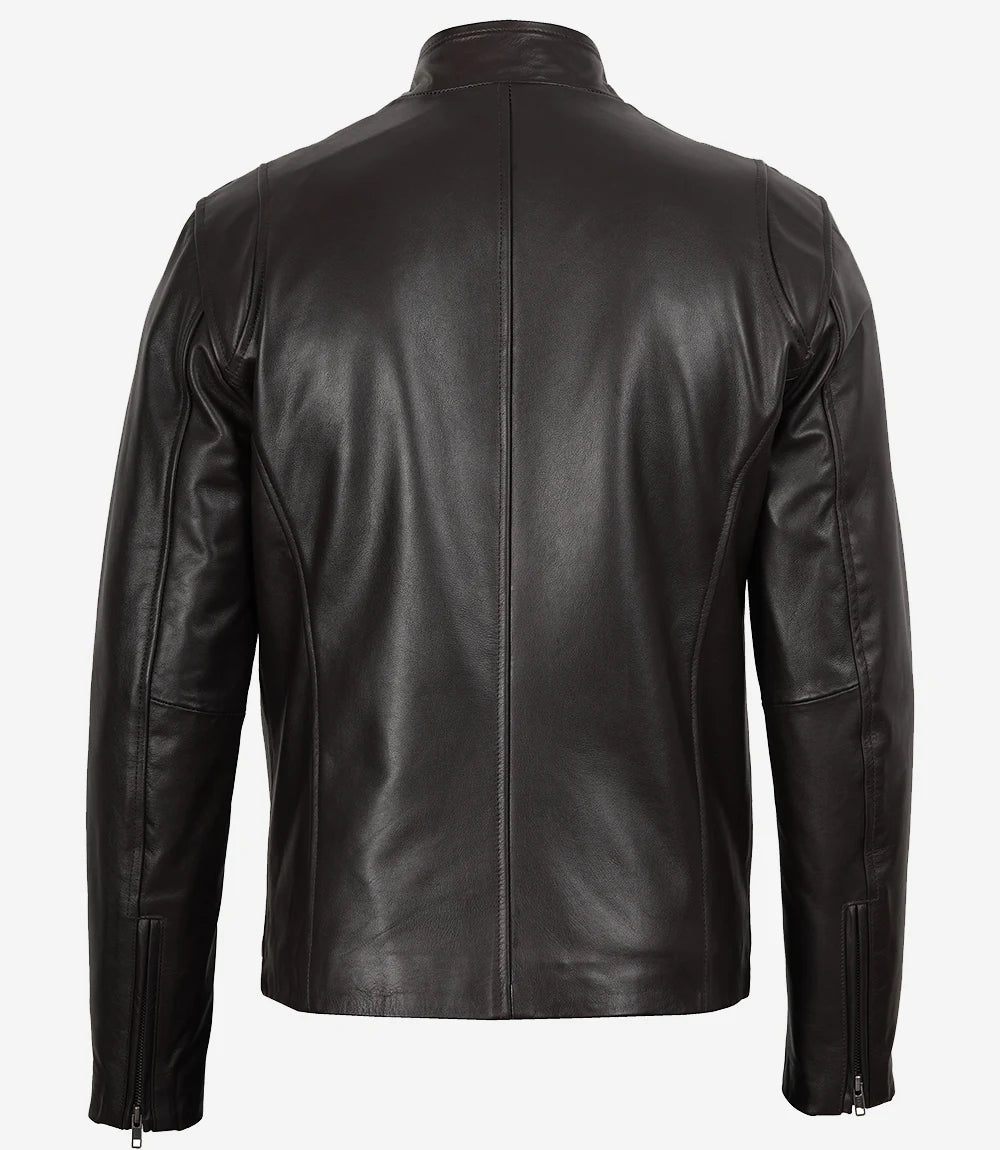 veste en cuir café racer pour homme