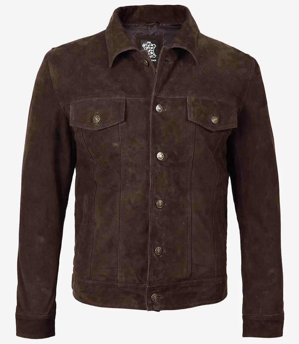 camionneur en daim marron pour homme
