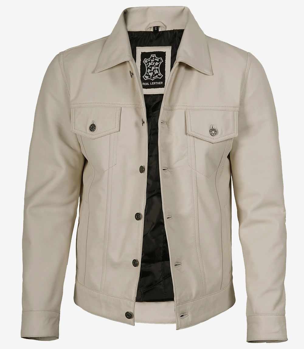 veste de camionneur en cuir pour homme
