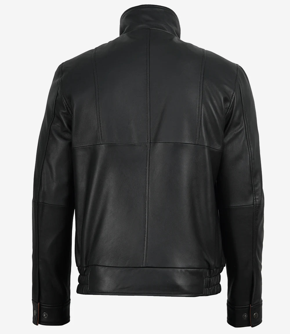 Hommes Noir Bombardier Cuir Veste