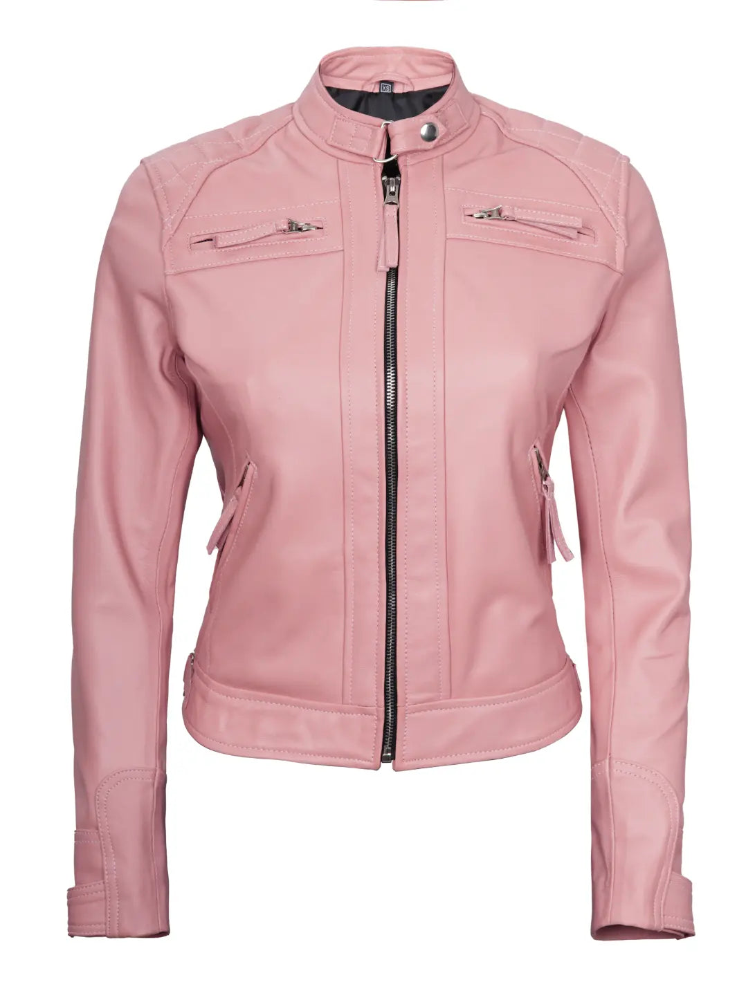 veste en cuir rose