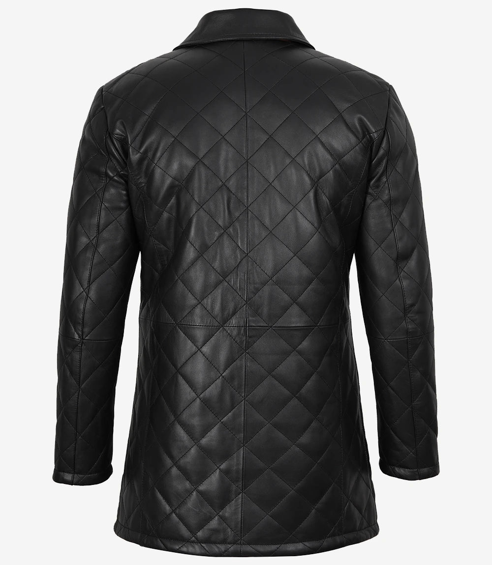 Manteau en cuir noir pour homme