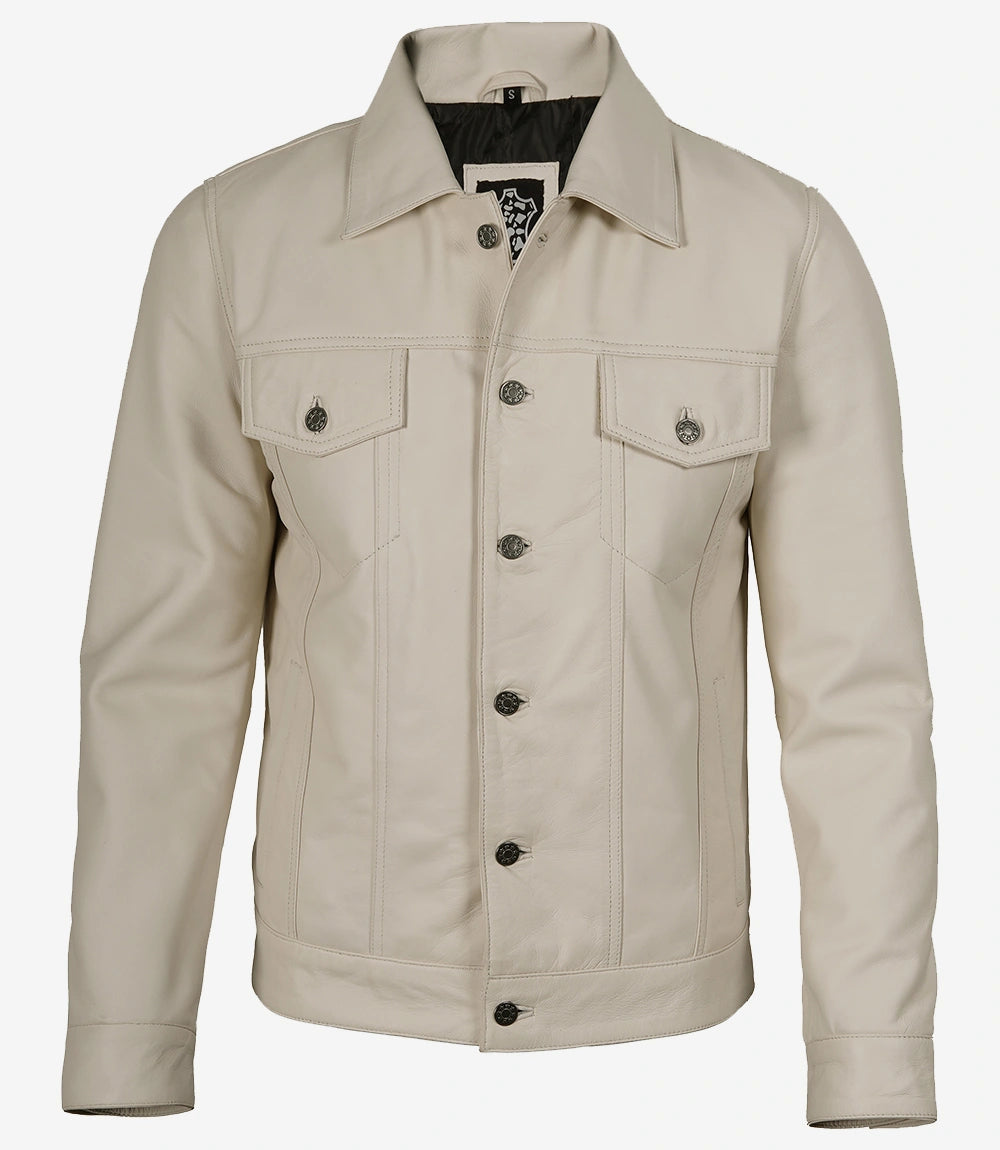 veste de camionneur en cuir pour homme
